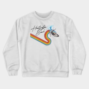 Retro 70s/80s Style Rainbow Surfing Wave Huntington Beach Crewneck Sweatshirt